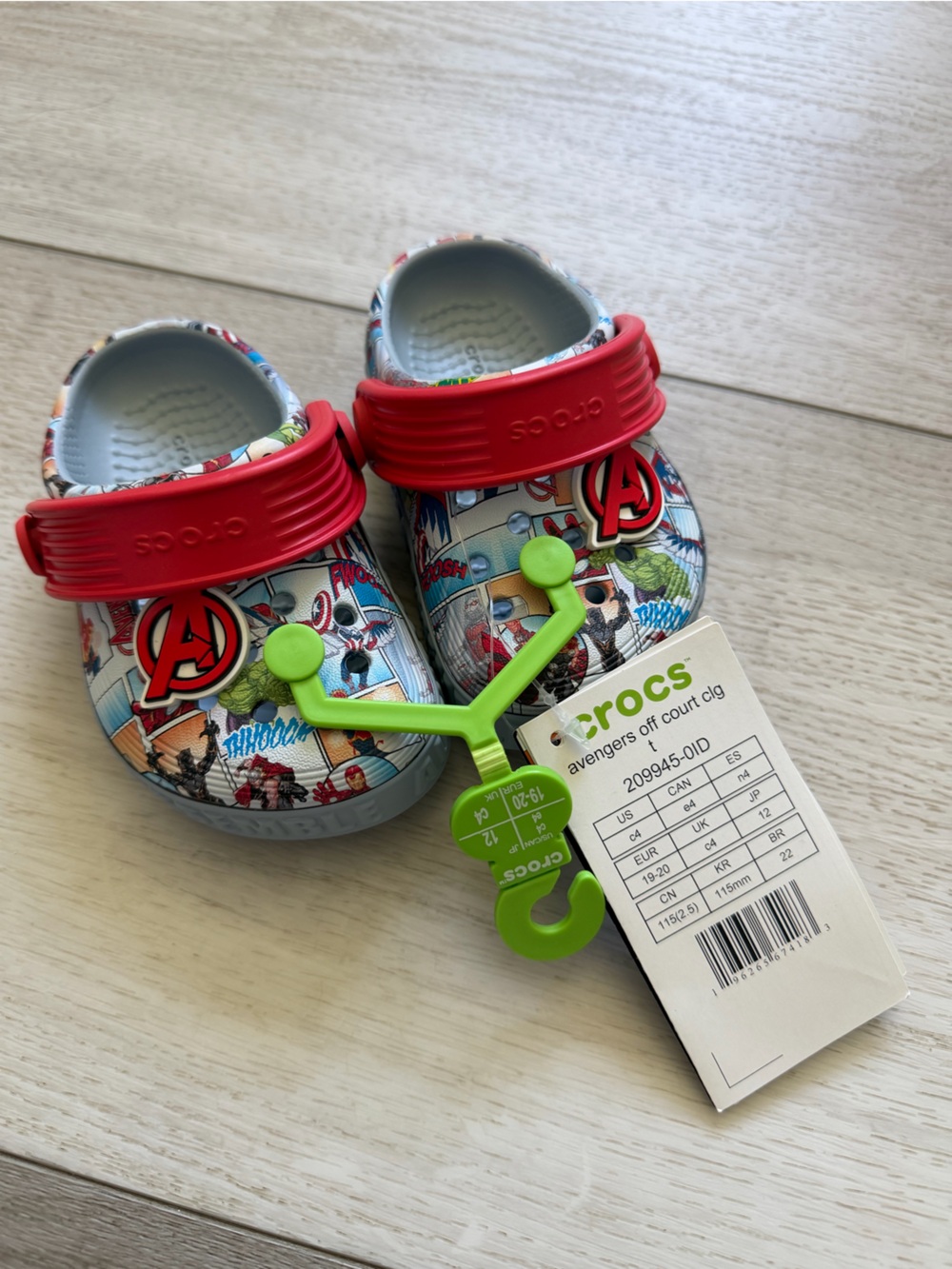 CROCS Kids Avengers Graphic Clog with Red Strap and Light Blue Base